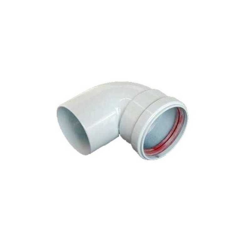 Buy GOMITO PELLET SMALTATO BIANCO 90° FEMMINA-FEMMINA RAGGIO STRETTO Ø 80mm 