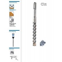 Punta attacco SDS-Plus con 4 taglienti K8 KRINO Ø 18x460mm per muro, cemento, calcestruzzo e pietre KRINO - Corpo a 4 spirali i