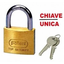 LUCCHETTO OTTONE POTENT A CHIAVE UNICA KA 50mm POTENT - Corpo in ottone massiccio, con arco in acciaio temprato e cromato.2 chi
