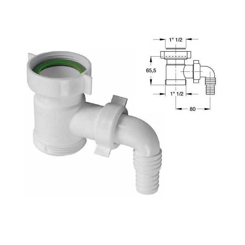 Attacco lavatrice sottopiletta 1”½ x Ø 40 mm BONOMINI SRL - Attacco lavatrice sottopiletta con deflettore antiriflusso 1”½