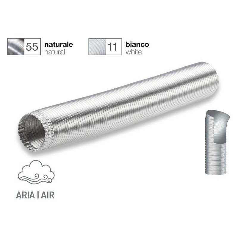 Tubo estensibile flessibile In alluminio naturale per cappa Ø 120mm - Tubo pieghettato in alluminio naturale Estensibile fino Tubo estensibile flessibile In alluminio naturale per cappa Ø 120mm - Tubo pieghettato in alluminio naturale Estensibile fino