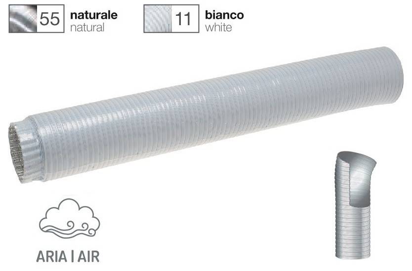 Tubo estensibile flessibile In alluminio bianco per cappa Ø 100mm