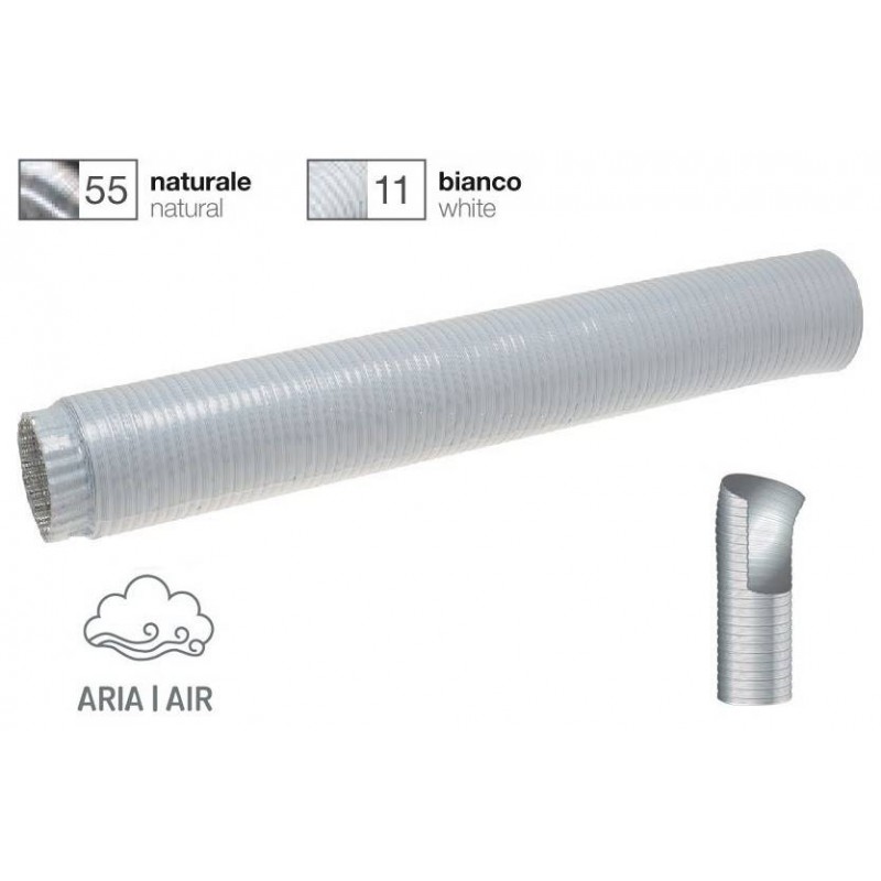 Buy Tubo estensibile flessibile In alluminio bianco per cappa Ø 110mm 
