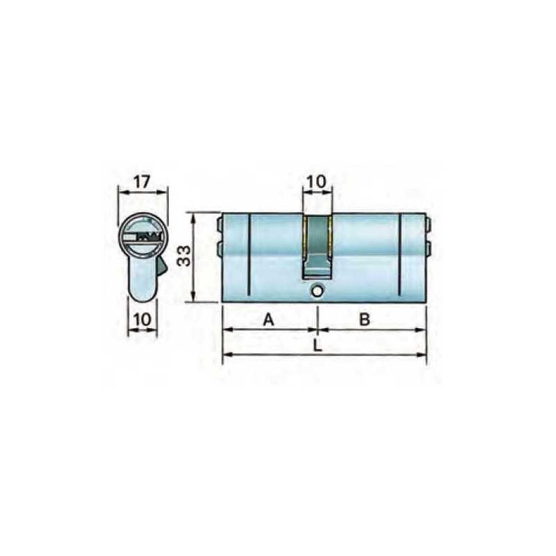 Buy Cilindro di sicurezza profilo europeo cromo satinato a chiave punzonata Potent 30 - 30 mm con 5 chiavi + 1 da cantiere 