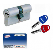 Cilindro di sicurezza profilo europeo cromo satinato a chiave punzonata Potent 30 - 40 mm con 5 chiavi + 1 da cantiere POTENT  -