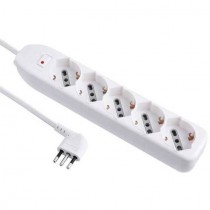 MULTIPRESA 5 SCHUKO + INTERRUTTORE spina piccola 10A, Lunghezza cavo 1,5 metri ELECTRALINE S.P.A. - Multipresa con 5 posti univ