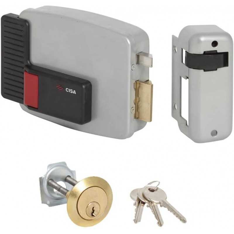 CISA 11610-60 SERRATURA ELETTRICA DA APPLICARE, PULSANTE INTERNO, Entrata 60mm CISA - Scatola e bocchetta in acciaio verniciate