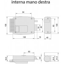 CISA 11610-60 SERRATURA ELETTRICA DA APPLICARE, PULSANTE INTERNO, Entrata 60mm CISA - Scatola e bocchetta in acciaio verniciate