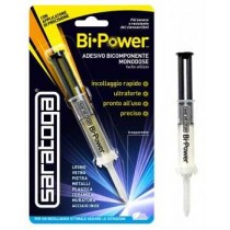 COLLA ADESIVO BICOMPONENTE MONODOSE BI-POWER MINISIRINGA 3g SARATOGA - Adesivo bicomponente Monodose forte, preciso, formato in