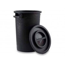 BIDONE NERO CON COPERCHIO 100lt - BIDONE IMMONDIZIA In polietilene, nero, con coperchio Dimensioni: Ø 50cm x H 65cm