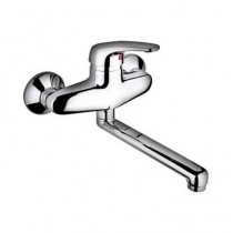 MISCELATORE LAVELLO A PARETE IMPACT Guglielmi - Gruppo lavello a parete, bocca girevole, aeratore 24×1. Finiture in Cromo.