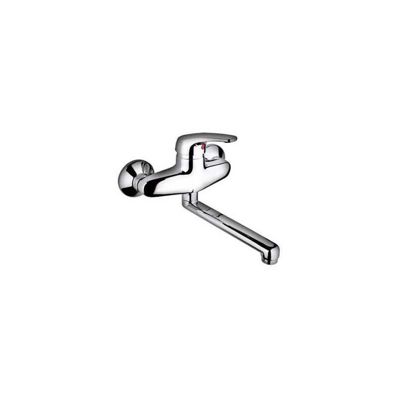 MISCELATORE LAVELLO A PARETE IMPACT Guglielmi - Gruppo lavello a parete, bocca girevole, aeratore 24×1. Finiture in Cromo.