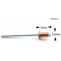RIVETTI RAME 3,4x09 con chiodo in acciaio zincato 100pz - Rivetti a strappo in rame I rivetti in rame trovano applicazione nei