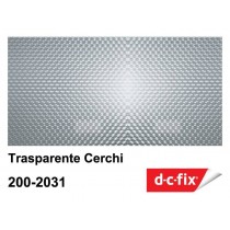 PLASTICA ADESIVA DC-FIX Trasparente con cerchi - Pellicola adesiva in rotolo alta 45 cm x 15 mt di sviluppo, venduta a metragg