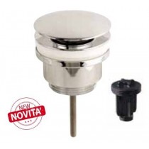 PILETTA CLICK-CLACK 1"¼ IN OTTONE CROMATO - Piletta click-clack ottone cromato universale vite lunga trasformabile a scarico l