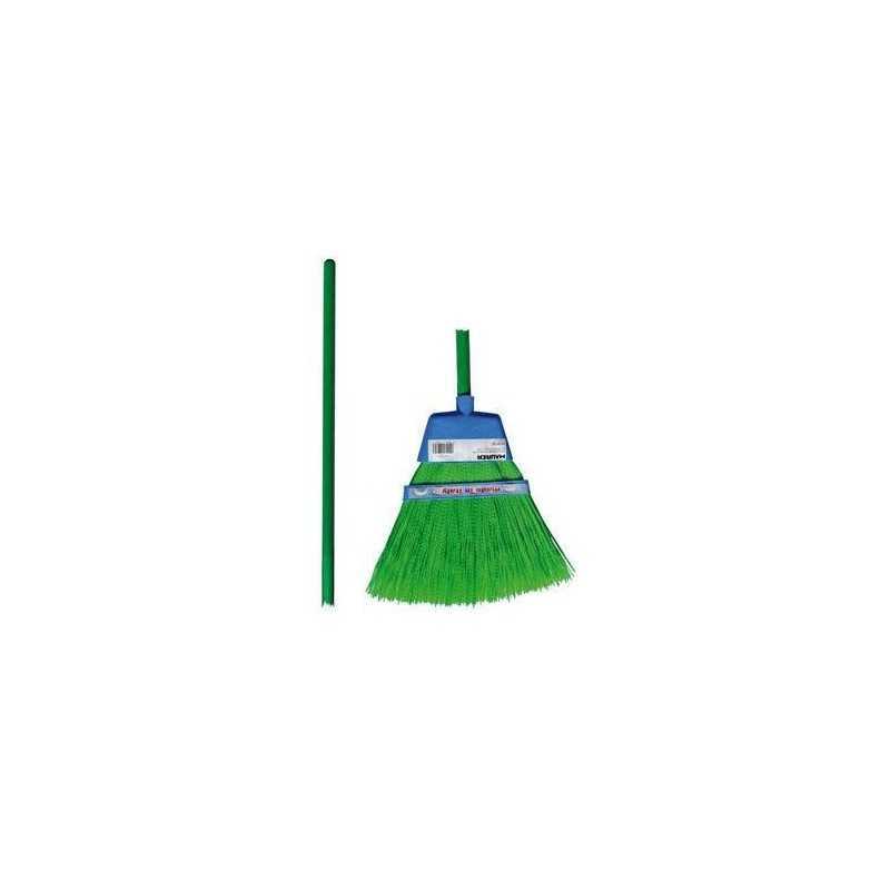 SCOPA ECOLOGICA VERDE con manico - Scopa in fibra in polipropilene verde - base in polietilene - manico in legno di colore ve SCOPA ECOLOGICA VERDE con manico - Scopa in fibra in polipropilene verde - base in polietilene - manico in legno di colore ve