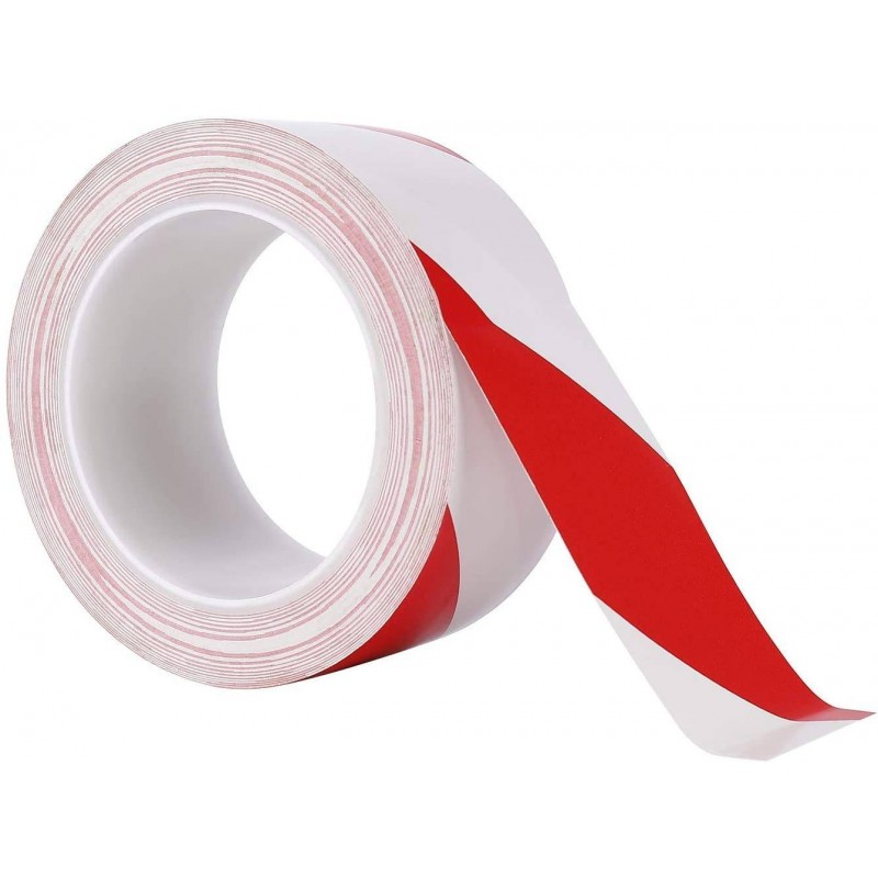 Buy Nastro segnaletico Bianco-Rosso adesivo telato 50mm x 25mt di alto spessore 