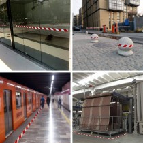 Nastro segnaletico Bianco-Rosso adesivo telato 50mm x 25mt di alto spessore GEKO - Nastro adesivo indicato per segnalazioni nei
