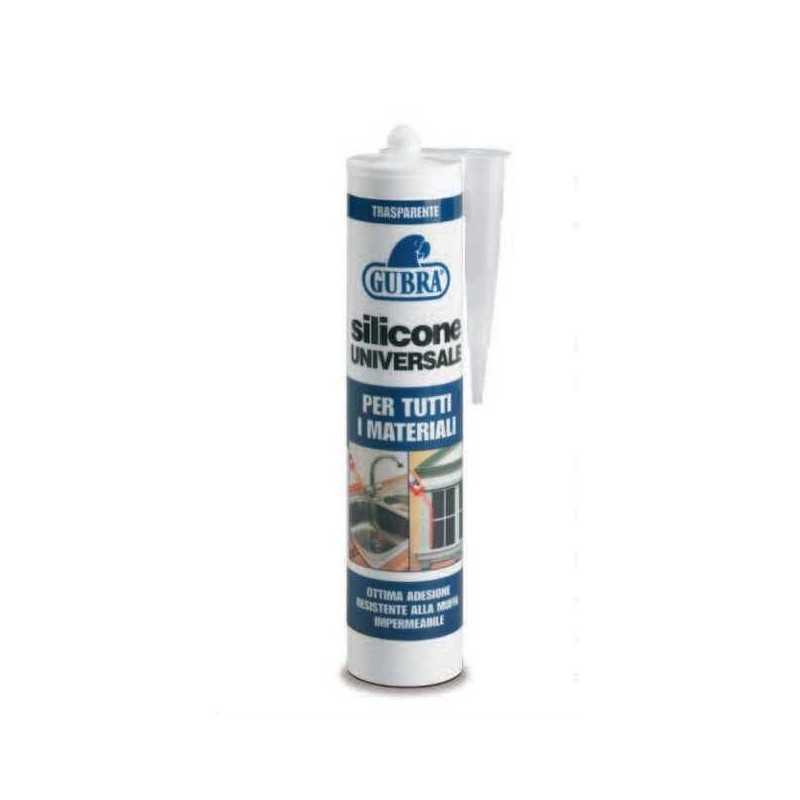 SILICONE UNIVERSALE TRASPARENTE 280ml GUBRA GUBRA - Silicone a base acetica. Di facile applicazione. E’ ideale nella sigillatu SILICONE UNIVERSALE TRASPARENTE 280ml GUBRA GUBRA - Silicone a base acetica. Di facile applicazione. E’ ideale nella sigillatu
