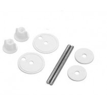 KIT VITI FISSAGGIO CERNIERE TAVOLETTA SEDILE WC, completo di guarnizioni - Kit viti in ferro zincato per fissaggio cerniere, 