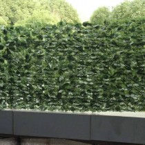 Siepe sempreverde decorativa finta artificiale con rete ombreggiante foglia LAURO sintetica H 150cm - Siepe decorativa con fog
