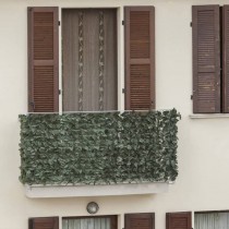 Siepe sempreverde decorativa finta artificiale con rete ombreggiante foglia LAURO sintetica H 150cm - Siepe decorativa con fog