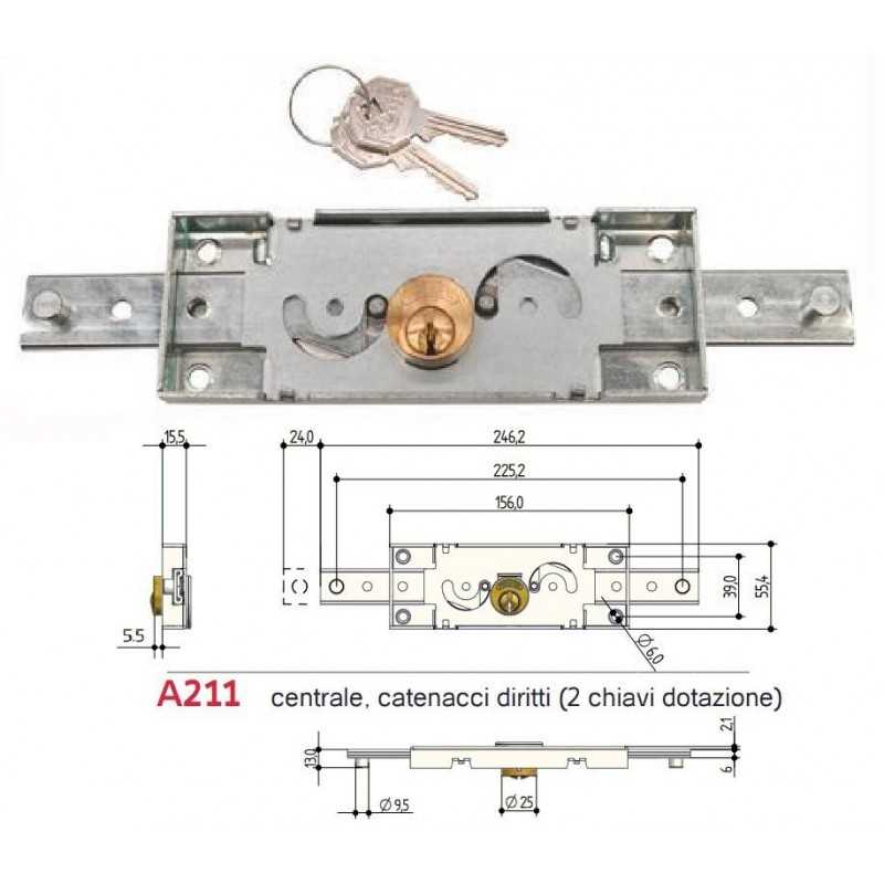 PREFER A211.0010.0200 SERRATURA CENTRALE PER SERRANDE BASCULANTI - CILINDRO TONDO PREFER - Applicazione: al centro di serrande PREFER A211.0010.0200 SERRATURA CENTRALE PER SERRANDE BASCULANTI - CILINDRO TONDO PREFER - Applicazione: al centro di serrande
