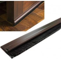Paraspiffero parafreddo sottoporta autoadesivo con spazzolino Marrone - Paraspiffero adesivo per fondo porta in PVC con spazzo