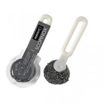 SCOPINO CON SPUGNA ACCIAIO SCOPINOX per pentole in acciaio PERFETTO - Perfetto contro lo sporco tenace. Scopino ideale per l’ac