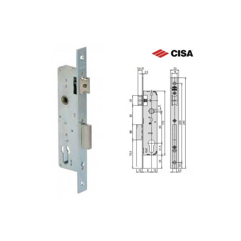 Buy CISA 44661-25-0 SERRATURA DA INFILARE A CILINDRO EUROPEO PER MONTANTI Entrata 25mm 