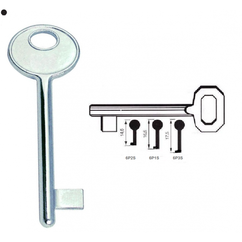 Chiave patent passepartout SINISTRO Tipo Corto PP27PS | 6P2S - Chiave dal design moderno, elegante ed esclusivo, e dalla forma