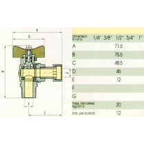 RUBINETTO SQUADRA METANO-GPL 1/2"M x 1/2"F con girello BONOMINI SRL - Adatta a ogni tipo di impianto idraulico, di riscaldament