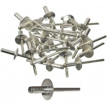 RIVETTI A CHIODO IN ALLUMINIO TESTA LARGA Ø 14mm - 4,8x12 - Rivetti in alluminio a testa larga diametro 14 mm con chiodo in ac