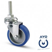 Ruota in gomma per mobili 221/B con perno filettato M10 - Ø 40mm AVO - ✅ Ruota per mobili Ø 40 in gomma sintetica blu, durezza 