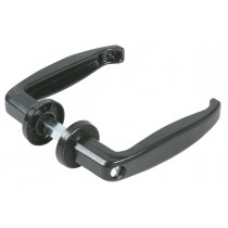 MANIGLIA LEGA NERA Q.8 regolabile 25-35mm con vite in testa IBFM - Coppia maniglie in lega nera con rosette tonde senza bocchet