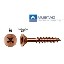 VITI PANEL-VIT BRONZATE PF - 5x60 - per legno e truciolare MUSTAD - Vite Panel-Vit PF (parzialmente filettata). Testa svasata p