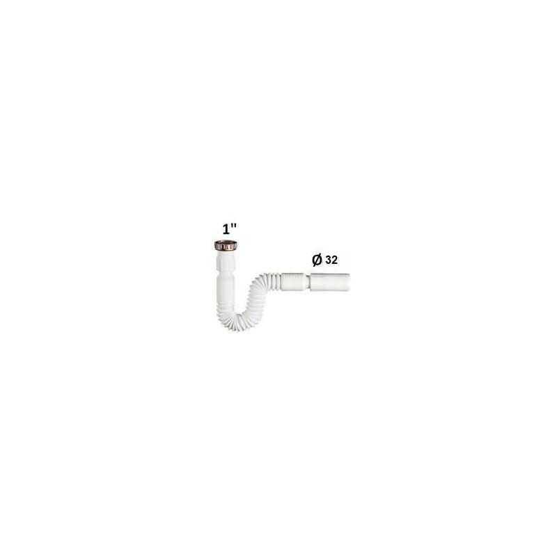 Buy Canotto estensibile tubo scarico flessibile per sifone lavello lavabo bidet Ø 32mm con dado ghiera ottone 1" 