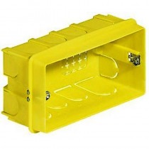SCATOLA PORTAFRUTTI 4 POSTI 120x70x48mm ELETTROCANALI - SCATOLA DA INCASSO in polistirolo giallo con linguette metalliche Por