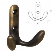 Gancio appendiabiti Mital-4020 Bronzo - Larghezza: 50 mm Altezza: 50 mm Materiale: Zama pressofusa Finitura: Bronzo Completo d
