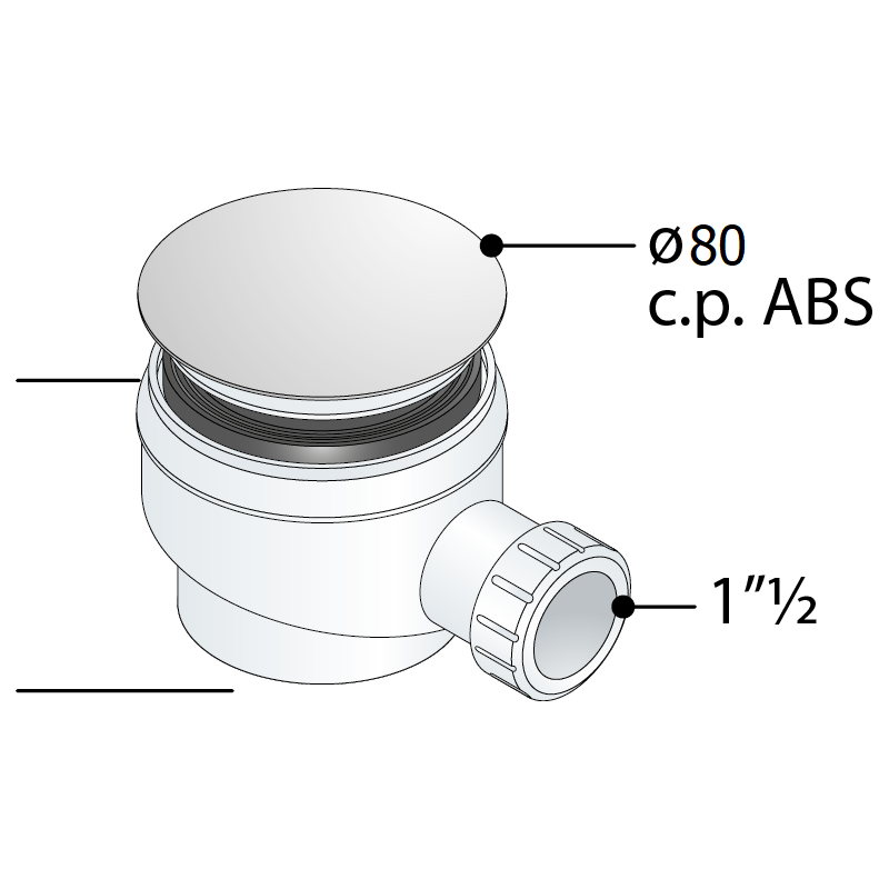 Buy SIFONE RIBASSATO PER PIATTO DOCCIA Ø 80mm x 1"½" 