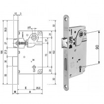 AGB 1002 CENTRO SERRATURA PATENT E50 F18 NICHELATA AGB - Serratura per porte interne a filo o a battente in versione scrocco e 