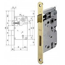 AGB 1002 CENTRO SERRATURA PATENT E50 F18 OTTONATA AGB - Serratura per porte interne a filo o a battente in versione scrocco e c