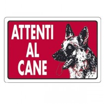 Cartello segnaletico in plastica ATTENTI AL CANE - 