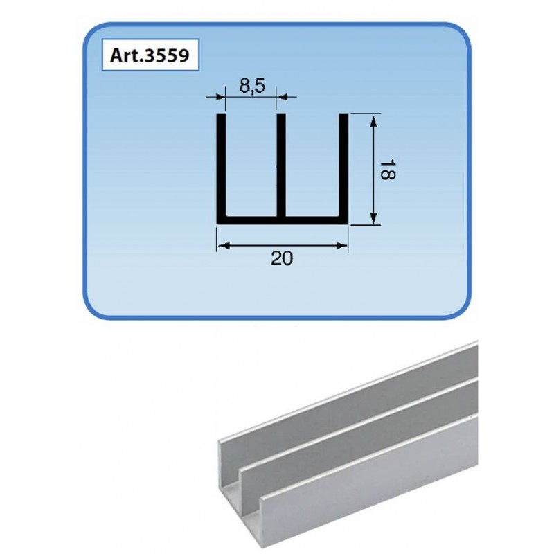 Buy Profilo alluminio anodizzato doppio canale 20x18x1,0 200cm 