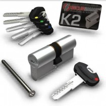 Securemme K2 cilindro di sicurezza a 20 spine cromo satinato 5 chiavi padronali + 1 da cantiere 40x30mm SECUREMME  - Securemme K