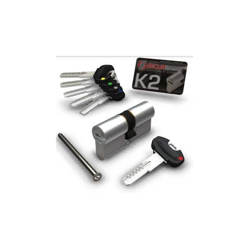 Buy Securemme K2 cilindro di sicurezza a 20 spine cromo satinato 5 chiavi padronali + 1 da cantiere 40x30mm 