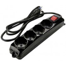 Multipresa 4 prese universali 2P+T 10/16A con INTERRUTTORE e cavo NERO, spina 2P+T 16A F.A.I. SRL - Spina 2P+T - 16A Prese 4 u