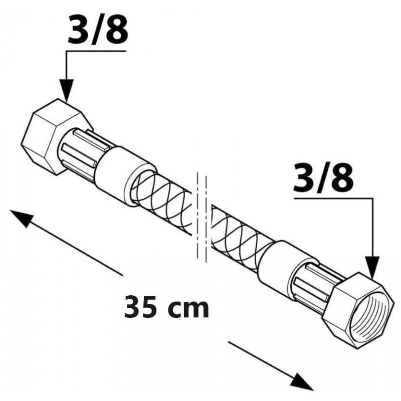 Buy Tubo flessibile acciaio inox attacco FF 3/8" lunghezza 35cm per il collegamento rubinetto 