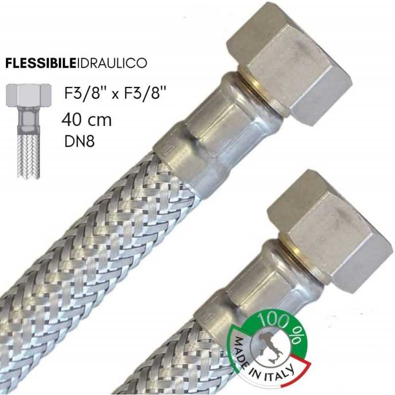 Tubo flessibile acciaio inox attacco FF 3/8" lunghezza 40cm per il collegamento rubinetto COTALI-WATER WORKS S.R.L. - Flessibil