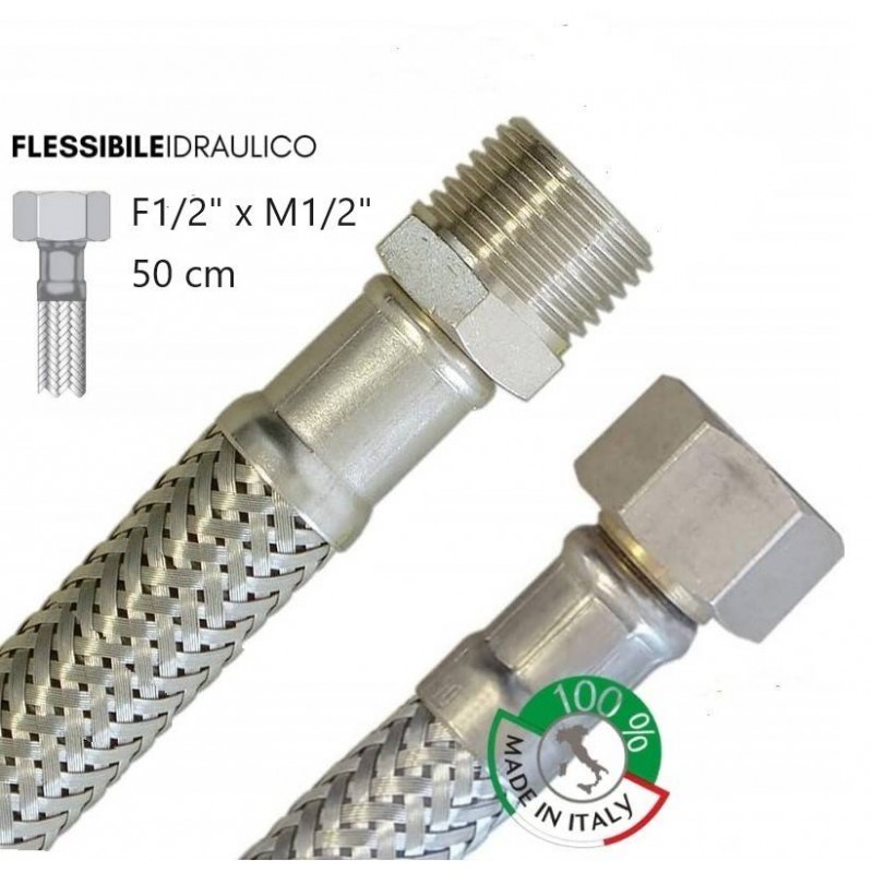 Buy Tubo flessibile acciaio inox attacco MF 1/2" Lunghezza 50cm per il collegamento rubinetto 